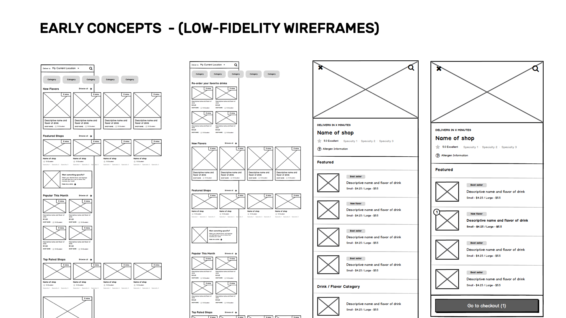 Bobanow lofi wireframes